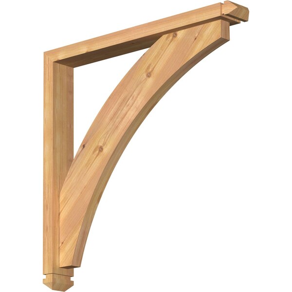 Ekena Millwork Thorton Arts and Crafts Smooth Bracket w/ Offset Brace, Western Red Cedar, 3 1/2"W x 28"D x 28"H BKT0402X28X28THR03SWR - main